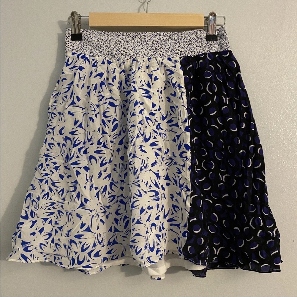 New With Tags MAEVE ANTHROPOLOGIE CARRIZO MIXED PATTERN 100% SILK MINI SKIRT XS
